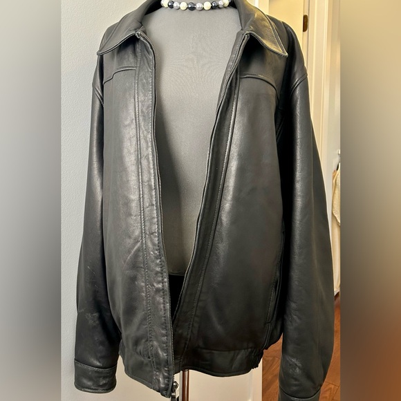 Vintage Unisex Leather Bomber Jacket Oversized - Picture 4 of 16